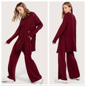 Free People Harper Knit Longline Sweater & Flare Crop Pants Set NEW with tags